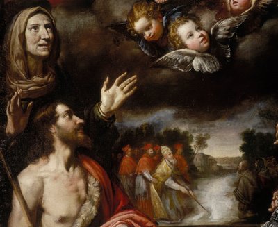 (Detail) The Altar Piece of the Madonna of the Snow: Work by Francesco Fiasella, Kept in the Church or Sanctuary of the Misericordia in Massa by Francesco Fiasella